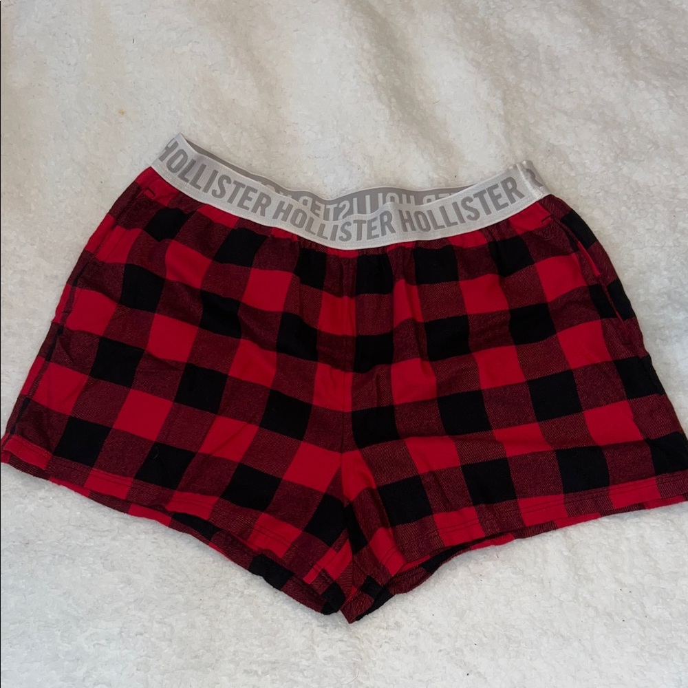 Hollister Red and Black Checkered Lounge Shorts